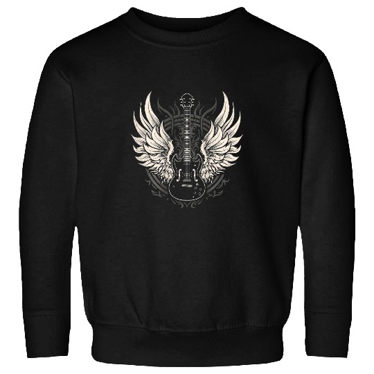 Guitarist Distressed vintages Retro 80s Rock Roll Music Guitar Wings Guitar Sweatshirts