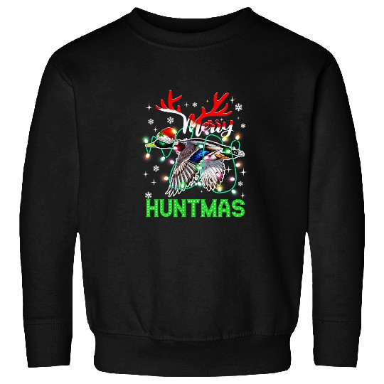 Ducks Funny Merry Huntmas xmass Lighting Duck Hunting Christmas 72 Sweatshirts