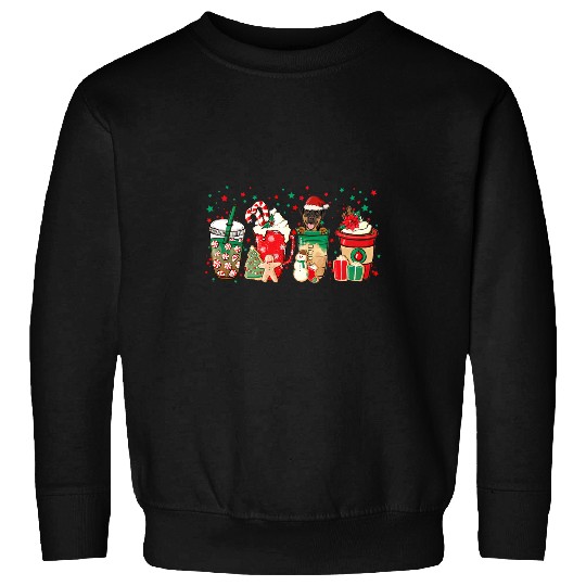 Dog Rottweiler Christmas Coffee Red Peppermint Latte Iced Rottweiler Sweatshirts