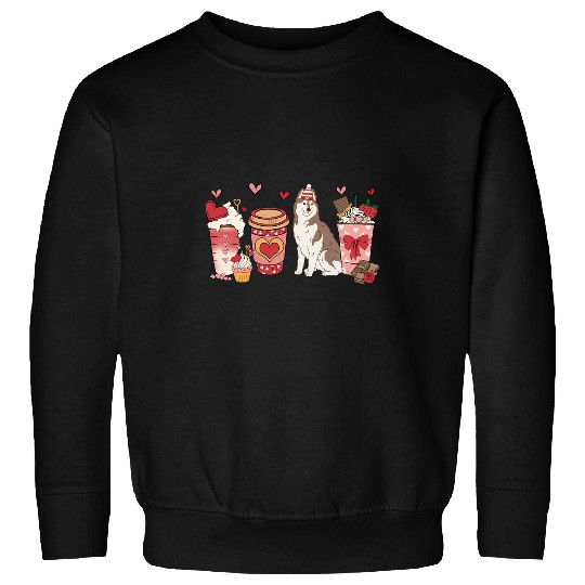 Dog Husky Copper Siberian Husky Valentines Day Dog Mom Coffee Lovers Sweatshirts