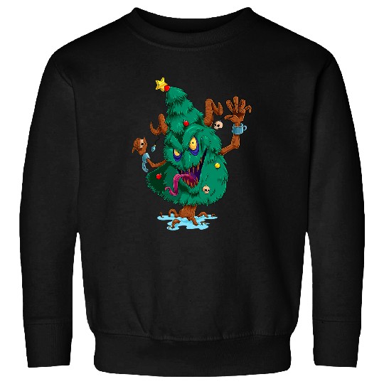 Evil Christmas Tree Scary Zombie xmass Tree Krampus Kids Sweatshirts