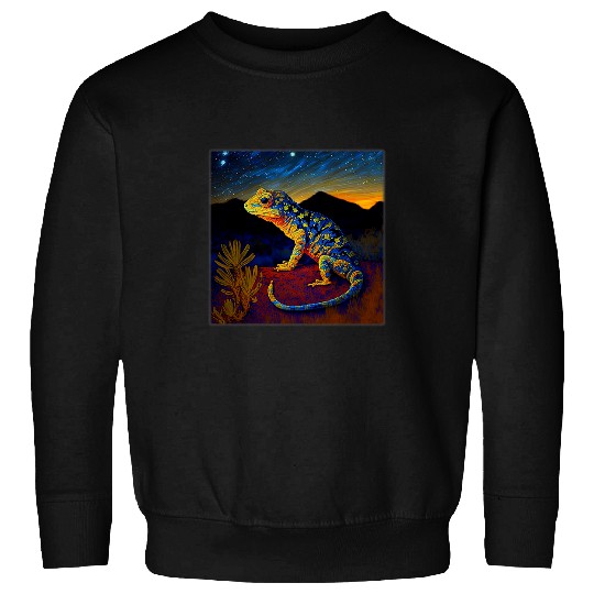 Gecko Lover Surrealism Starry Night Mediterranean Gecko Sweatshirts