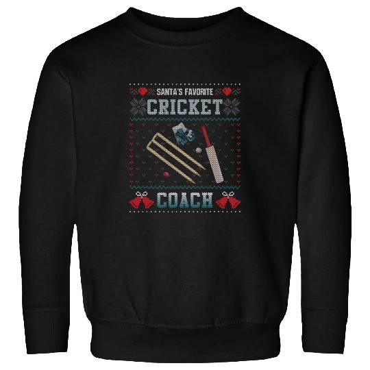 Cricket Fan Santas Favorite Cricket Coachs Ugly Christmas Sweater Sweatshirts