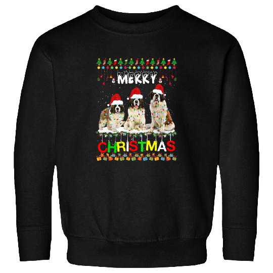 Dog Saint Bernard Christmas Tree Light Pajama xmass Dog Sweatshirts
