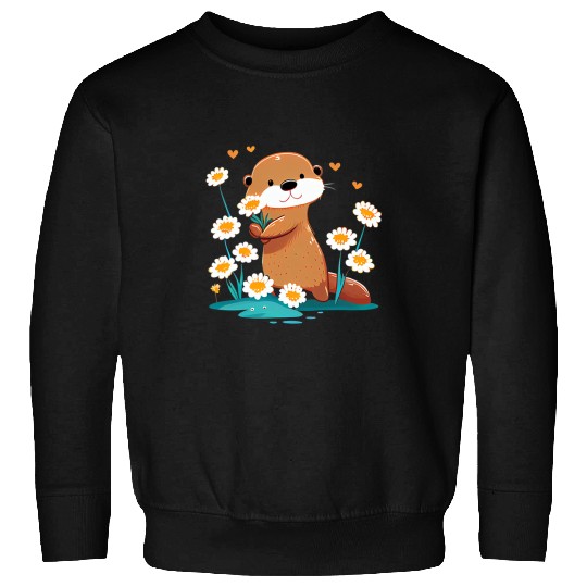 Otters Baby Otter Flowers Otter 2 Sweatshirts