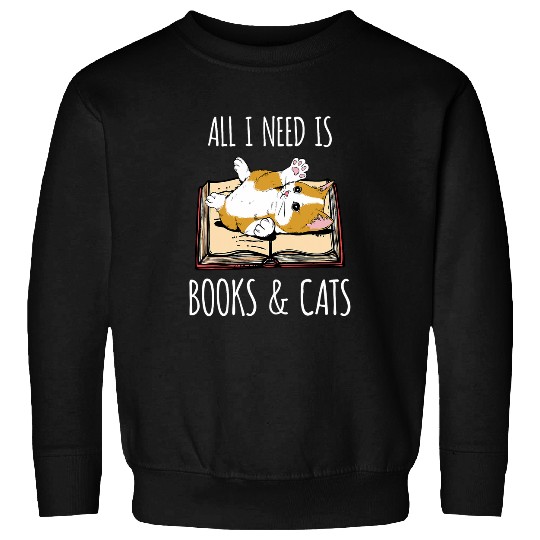 Funny Cat and Book Lover Graphic for Women and Men Cat Owner Sweatshirts