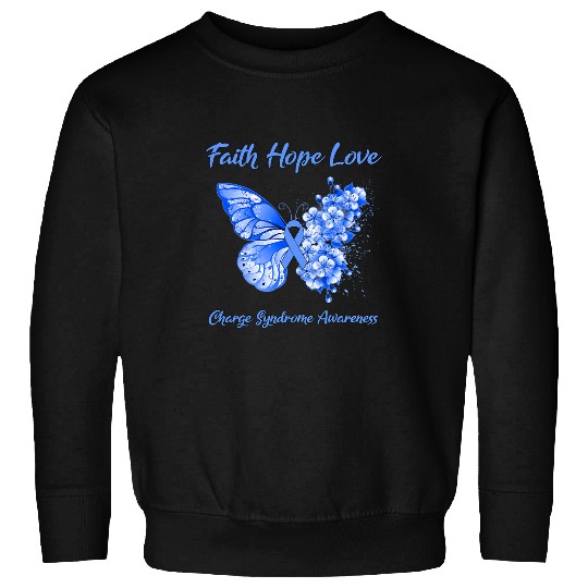 Charge Syndromes Warrior Butterfly Faith Hope Love Charge Syndromes Awareness Sweatshirts