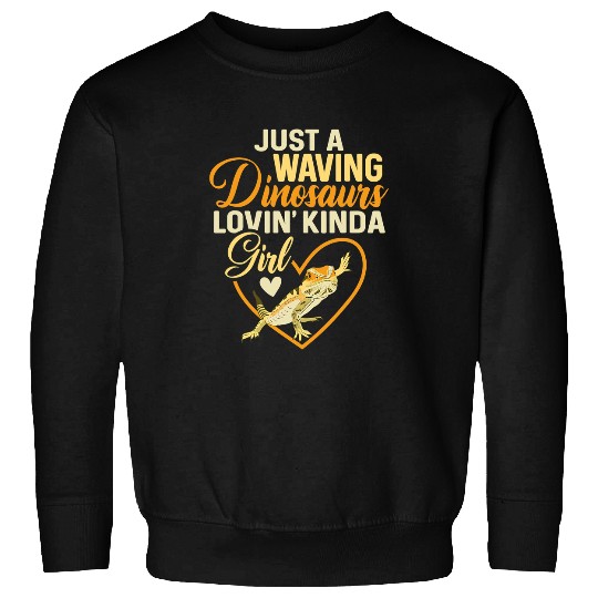 Bearded Dragon Just A Waving Dinosaurs Lovin Kinda Girl Sweatshirts