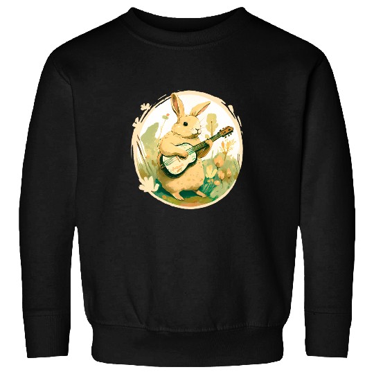 Guitarist Cottagecore Aesthetic Bunny Playing Guitar Easter Sweatshirts