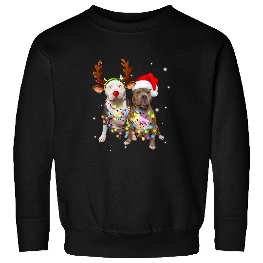 Bully Christmas Reindeer Dog Lover Merry xmass Holiday 323 Pitbull Dog Sweatshirts