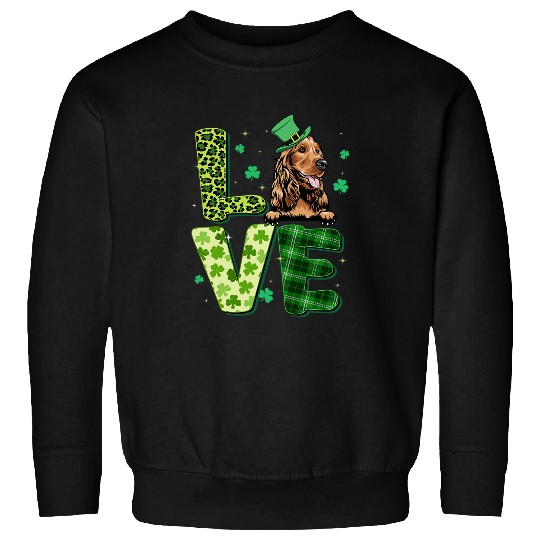 Dog Cocker Spaniel Love Cocker Spaniel Shamrock Leopard Plaid St Patricks Day Sweatshirts