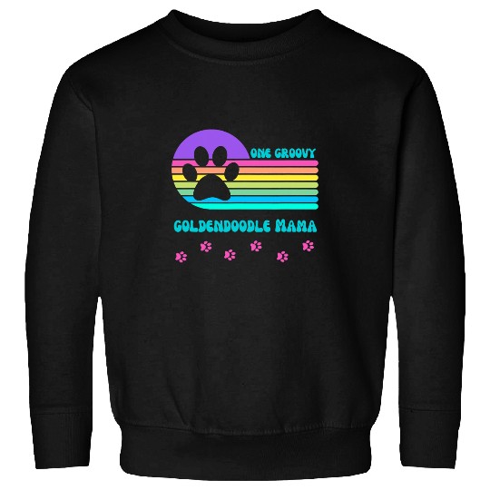 Dog Goldendoodle One Groovy Goldendoodle Mama Dog Mom vintages Retro Pink Sweatshirts