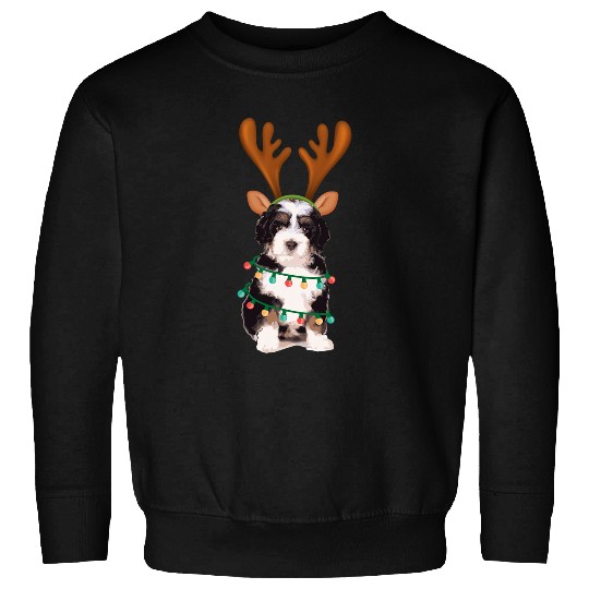 Bernedoodle Puppy Christmas Reindeer Sweatshirts