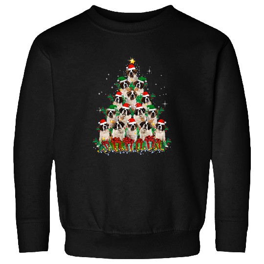 Dog Saint Bernard Christmas Tree Family xmass Pajama Matching Sweatshirts