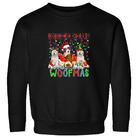 Bearded Collie xmass Woof Santa Elf Bearded Collies Gnome 78 Sweatshirts