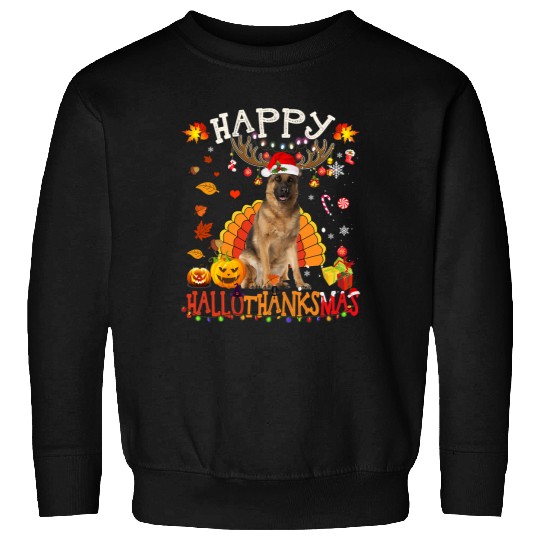 German Dog Happy Hallothanksmas Halloween Thanksgiving xmass 152 Sweatshirts
