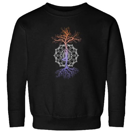 Namaste Yoga Colorful Mandala Yoga Instructor Tree Meditation Namaste Art Meditation Sweatshirts