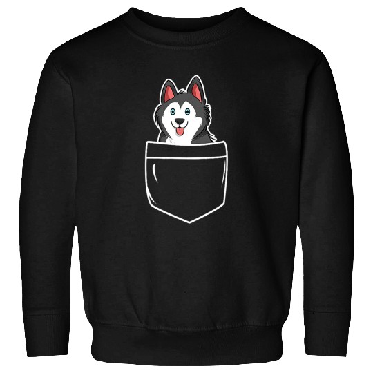 Dog Husky Siberian Husky In Pocket Funny Husky Dog Lover Puppy Husky Sweatshirts