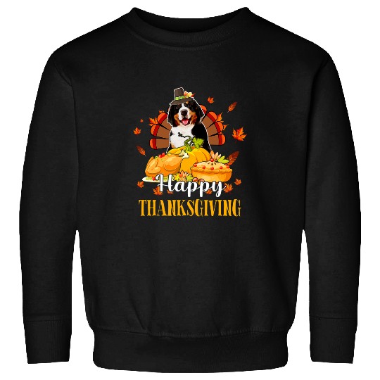 Happy Thanksgiving Turkey Appenzeller Sennenhund Wearing Hat Sweatshirts