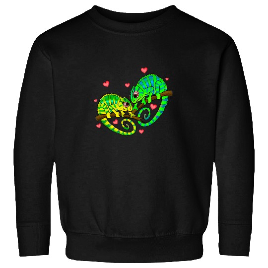 Chameleon Lover Couples Love Hearts Retro Style Valentines Day Sweatshirts
