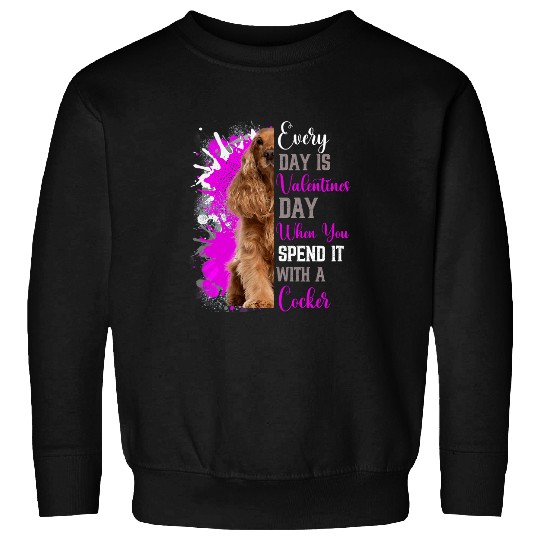 Dog Cocker Spaniel Funny Valentines Day Cocker Spaniel Mom Mother Cute Pink Sweatshirts