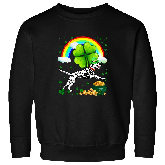 Dalmatian St Patricks Day Dalmatian Shamrock Pet Dog Lover Dalmatians Dog Sweatshirts