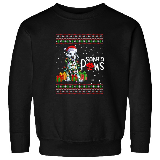 Dalmatian Santa Paws Christmas Dalmatian xmass buffalo plaids Red 41 Dog Lover Dalmatians Dog Sweatshirts