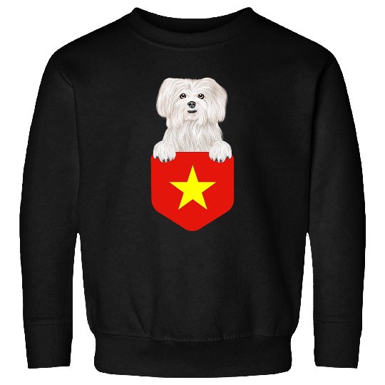 Dog Maltese Vietnam Flag Maltese Dog In Pocket Sweatshirts