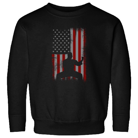 Retro American Flag Karate Gift for Martial Arts Lover 1 Sweatshirts