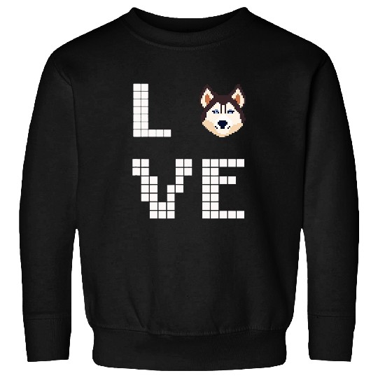 Dog Husky Siberian Huskys Dog Lover Pixel Art Sweatshirts