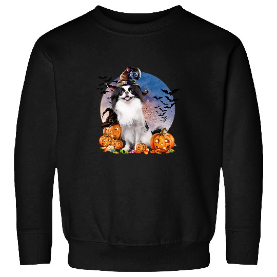 Dog Halloween Japanese Chin Jack O Lantern Pumpkin Moon 44 Sweatshirts