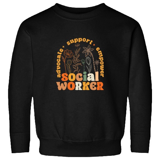 Retro Groovy Social Worker Flower Funny Social Work Month Sweatshirts