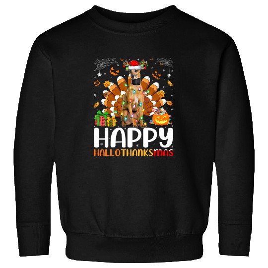 Dog Grayhound Greyhound Dog Lover Halloween Christmas Happy Hallothanksmas Sweatshirts