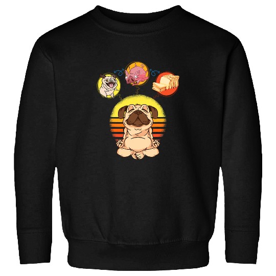 Namaste Yoga Funny Pug Dog Pig Loaf of Bread Pug Loaf Yoga Meditation Pug Meditation Sweatshirts