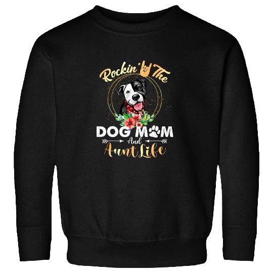 Bully Rockin The Dog Mom Aunt Life Pitbull Womens Funny 31 Pitbull Dog Sweatshirts