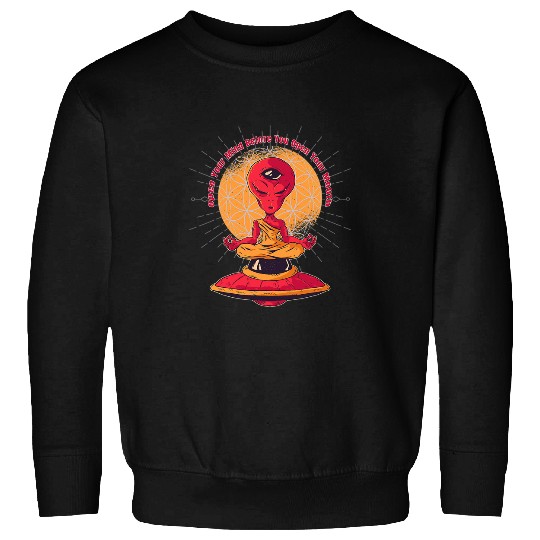 Namaste Yoga Alien Yoga Meditation Buddha UFO Zen Cosmic Flower Of Life Meditation Sweatshirts