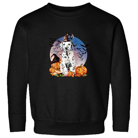 Dalmatian Halloween Dalmatian Jack O Lantern Pumpkin Moon 62 Dalmatians Dog Sweatshirts
