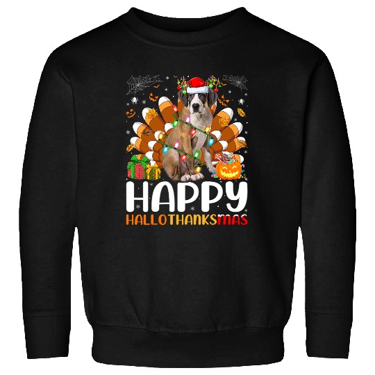 Dog Great Dane Halloween Christmas Happy Hallothanksmas Sweatshirts