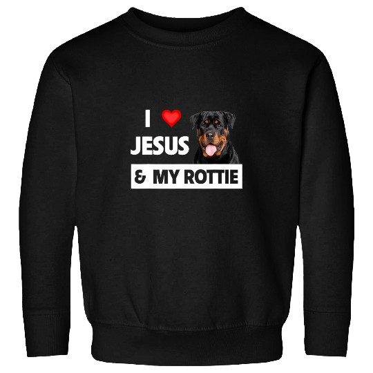 Dog Rottweiler I Love Jesus and My Rottie Dog Mom Dad Pet Parent Rottweiler Sweatshirts