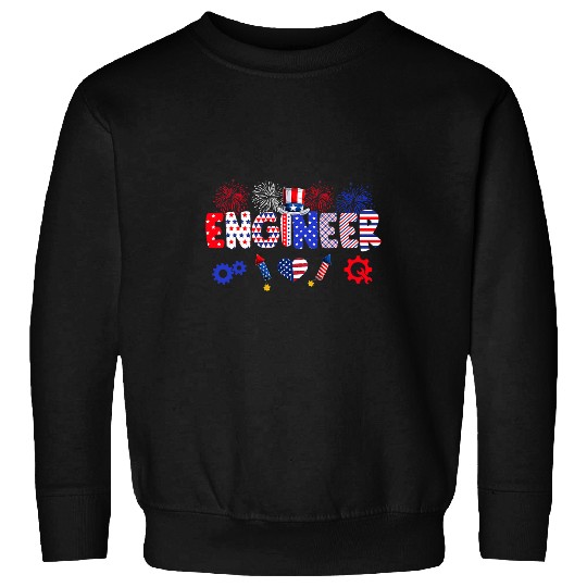 Engineer Proud American Flag Fireworks Happy 4th Of July Sweatshirts