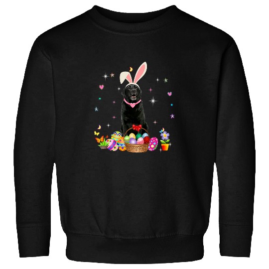 Cute Black Lab Easter Day Bunny Eggs Easter Costume Womens Sweatshirts