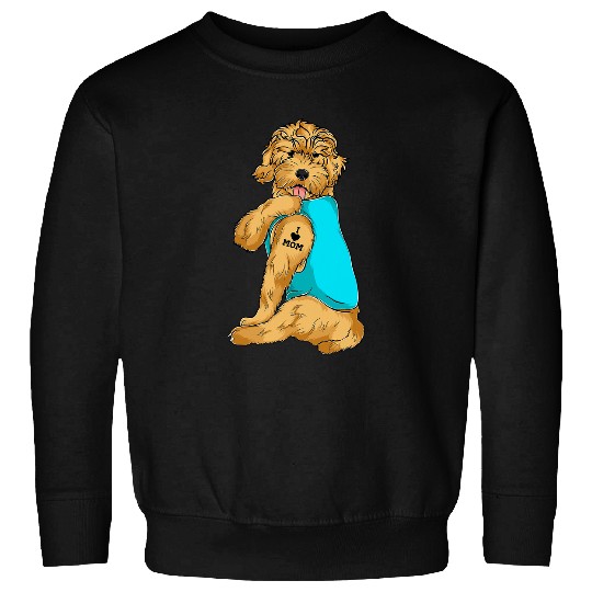 Dog Goldendoodle I Love Mom Tattoo Apparel, Dog Mom Gifts Womens Sweatshirts