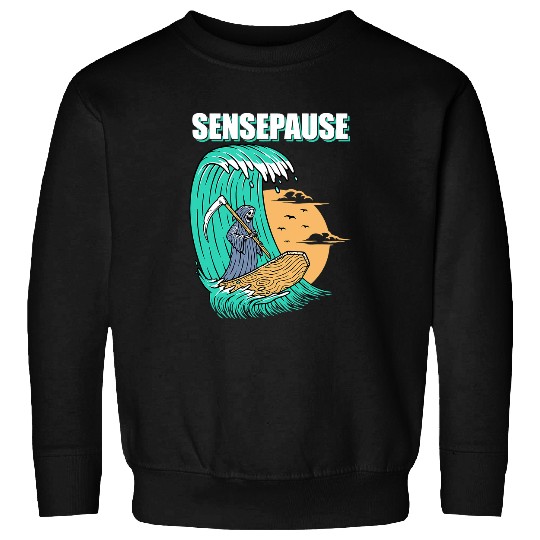 Skeletons Skulls Sensepause Surfing Death Skeletons Coffin Skull Sweatshirts