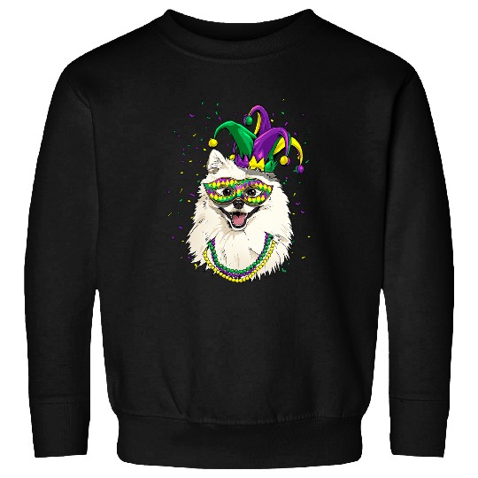 American Eskimo Dog Lover Cute Mardi Gras carnivals Jester Sweatshirts