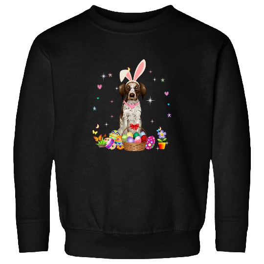 Dog German Shorthaired Easter Day Bunny Eggs Easter Womens Sweatshirts