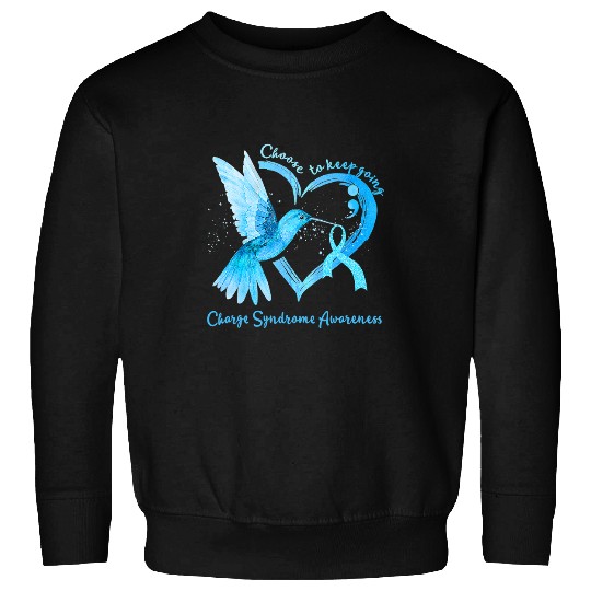 Charge Syndromes Awareness Hummingbird Ribbon Semicolon Sweatshirts