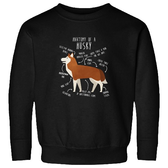Dog Husky Red Siberian Husky Dog Anatomy Funny Pet Mom Cute Furry Dad Sweatshirts