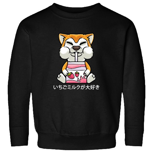 Dog Akita Inu Japanese Dog Kawaii Anime Strawberry Milk Sweatshirts