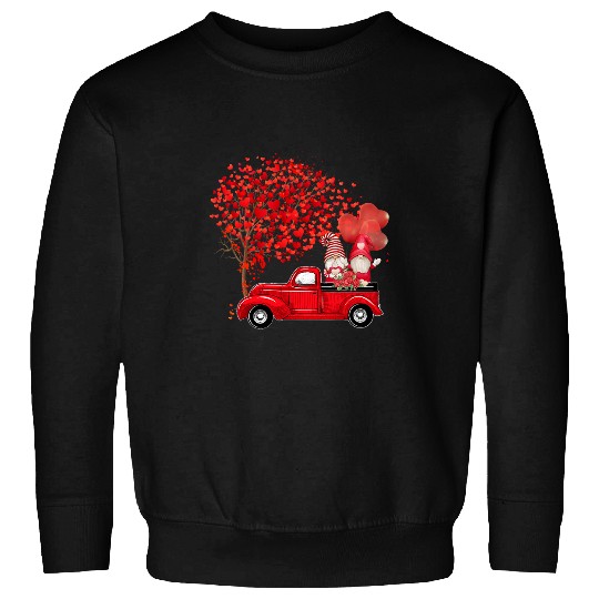 Couple Gnomes On Red Truck Gnome Valentines Day Men Women Sweatshirts