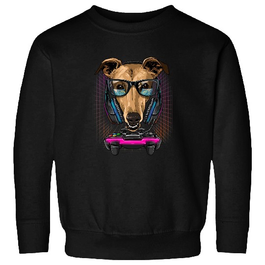 Dog Grayhound Greyhound Dog Gamer Computer Video Game Lover Gaming Dog Sweatshirts